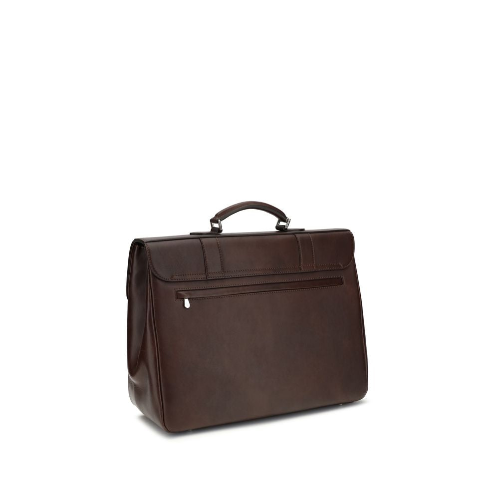 Brunello Cucinelli Bordeaux Calf Leather Bos Taurus Handtasche