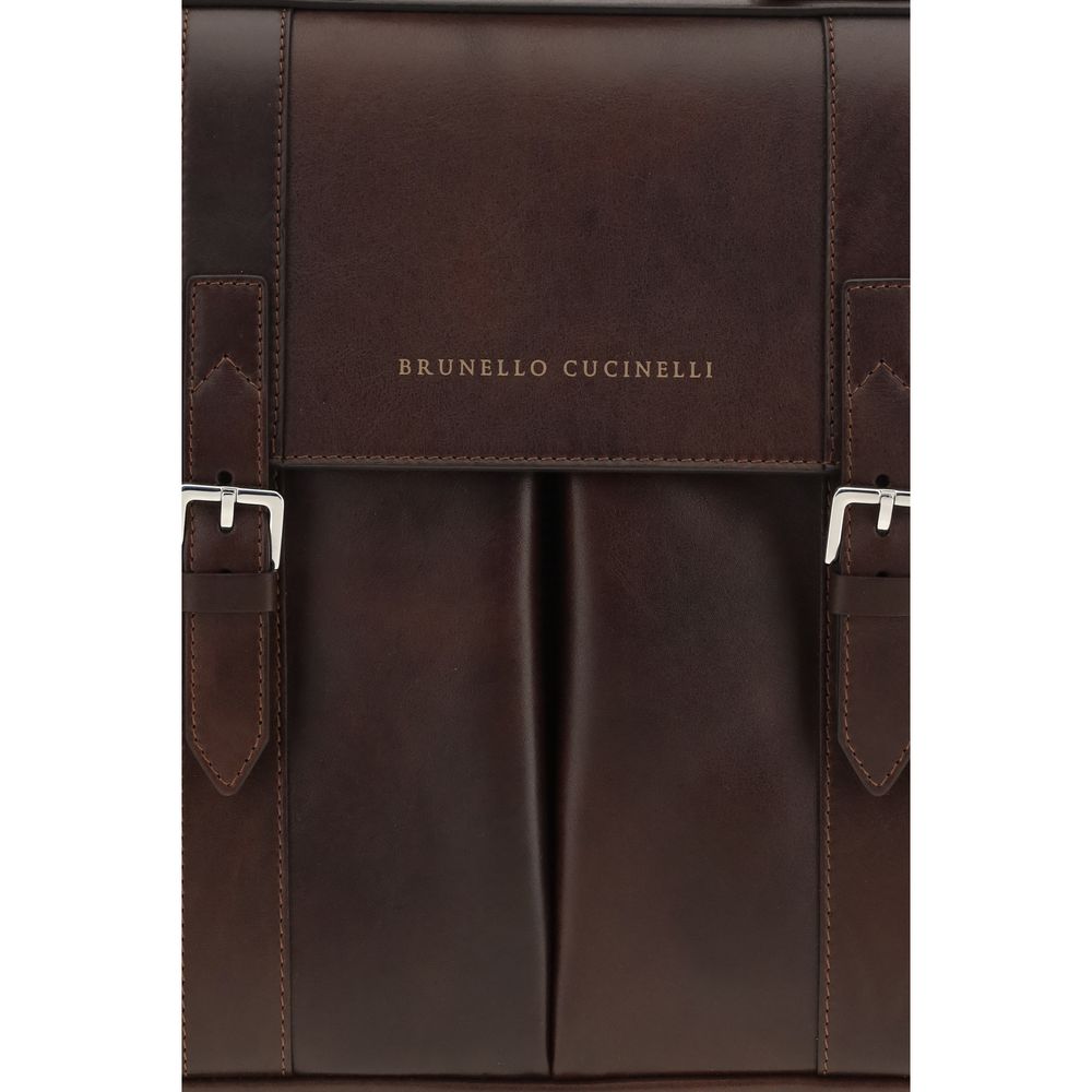 Brunello Cucinelli Bordeaux Calf Leather Bos Taurus Handtasche