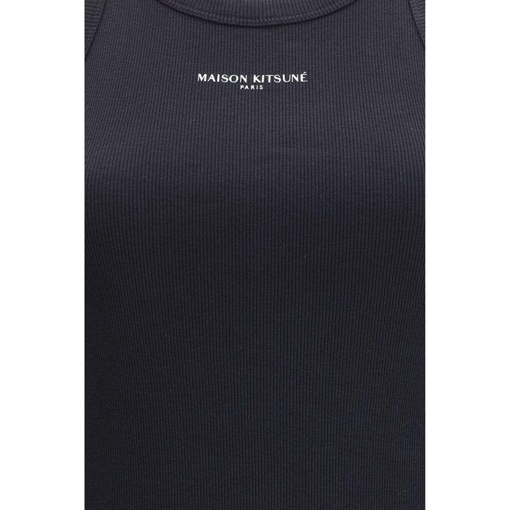 Maison Kitsuné Schwarzes Baumwoll-Freizeitkleid