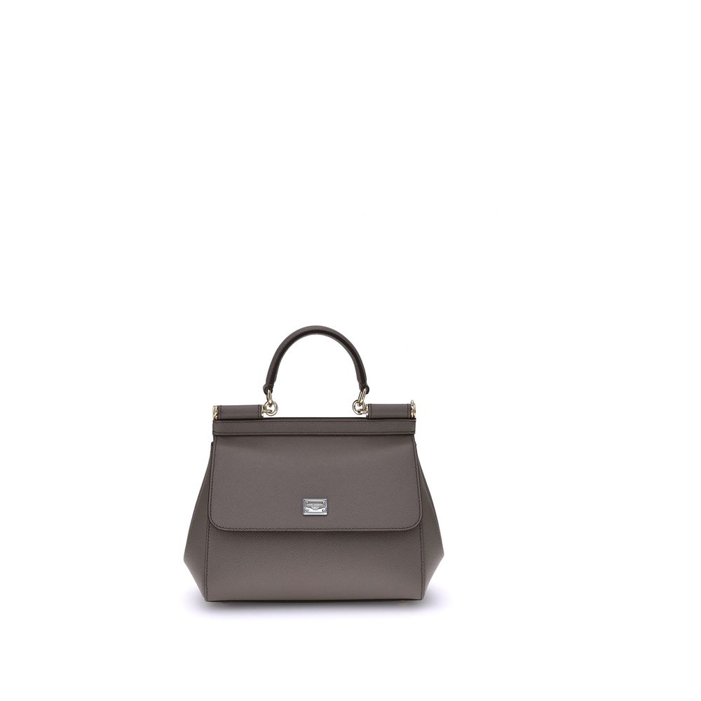 Dolce & Gabbana Graue Bos Taurus Kalbsleder Schultertasche