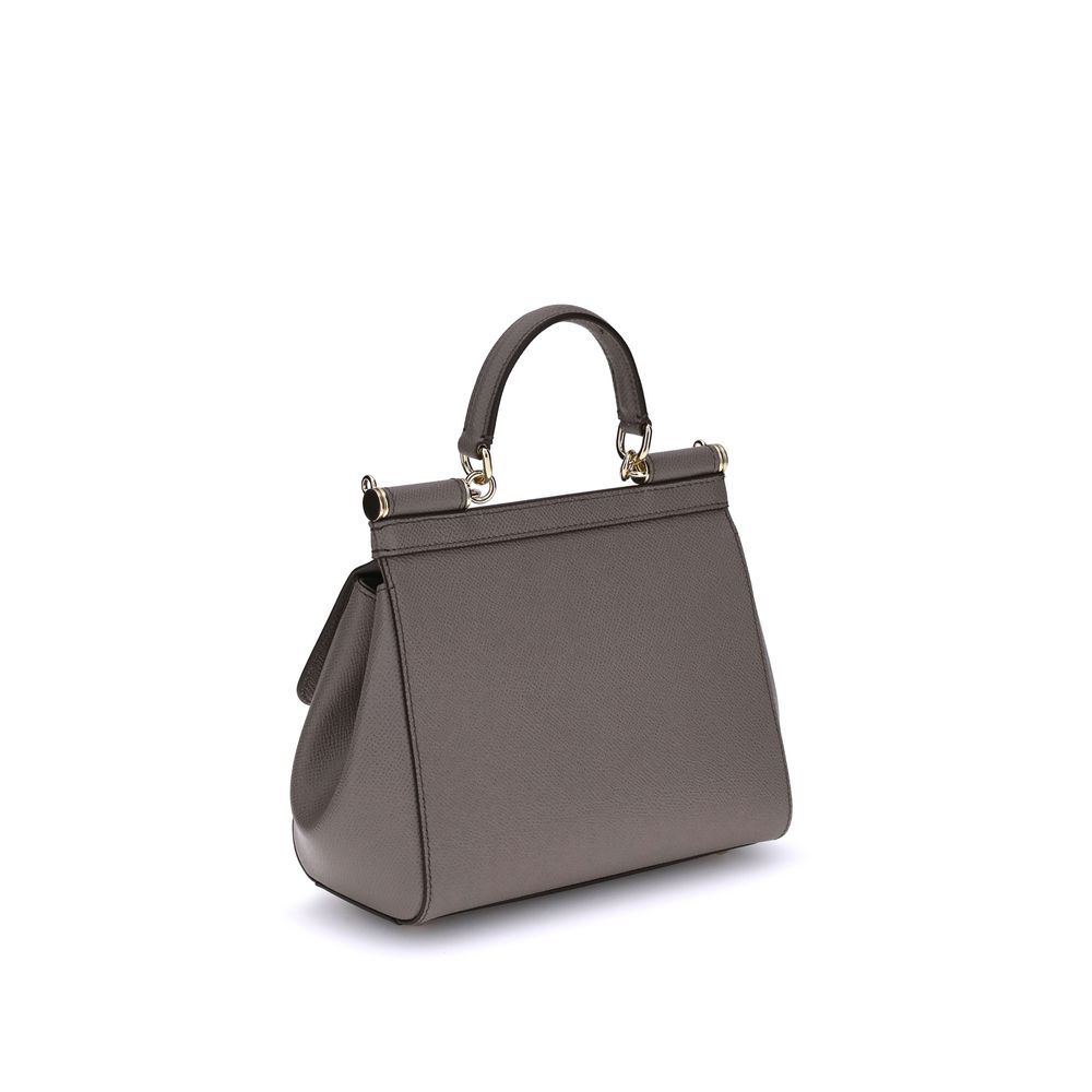 Dolce & Gabbana Graue Bos Taurus Kalbsleder Schultertasche