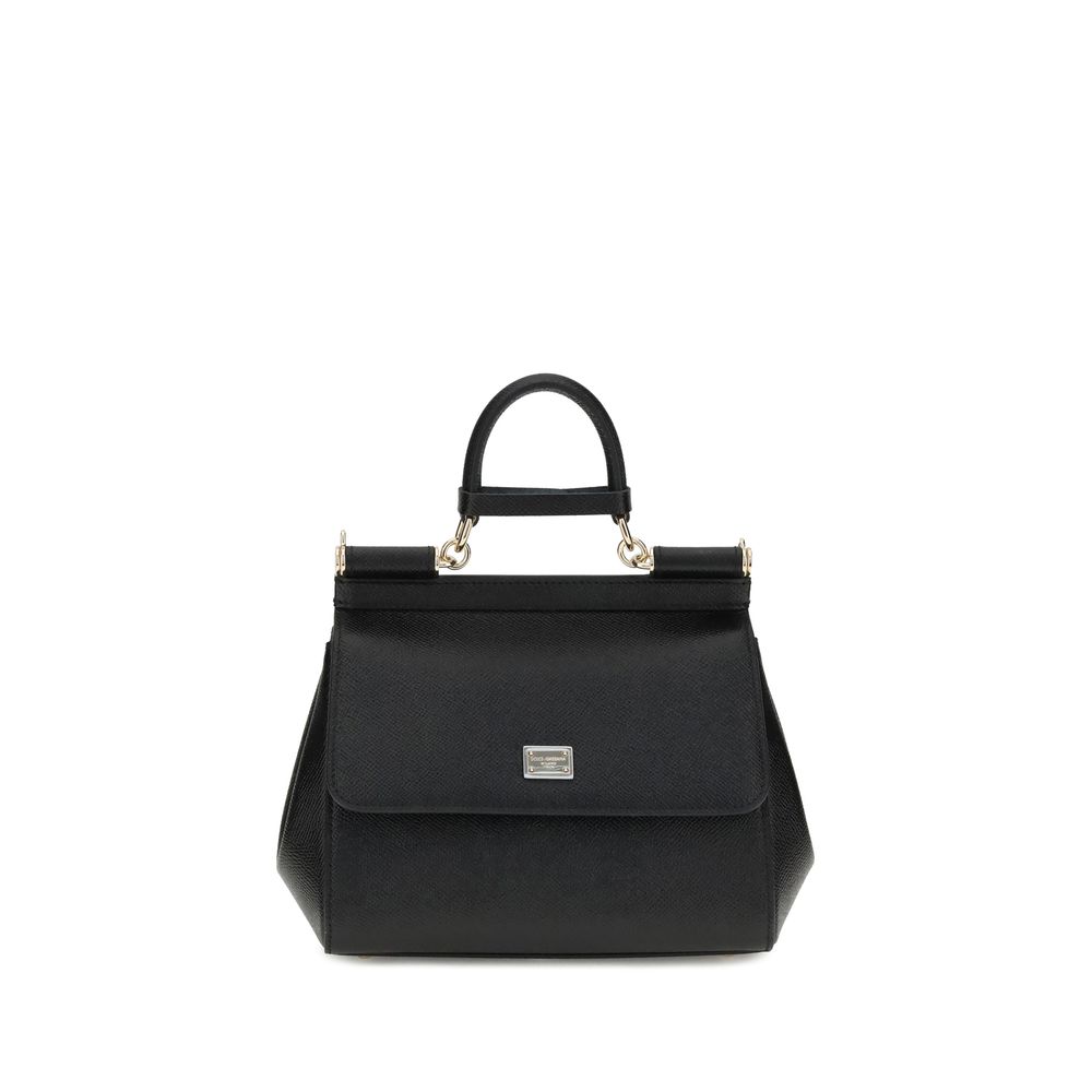 Dolce & Gabbana Schwarze Bos Taurus Kalbsleder Schultertasche