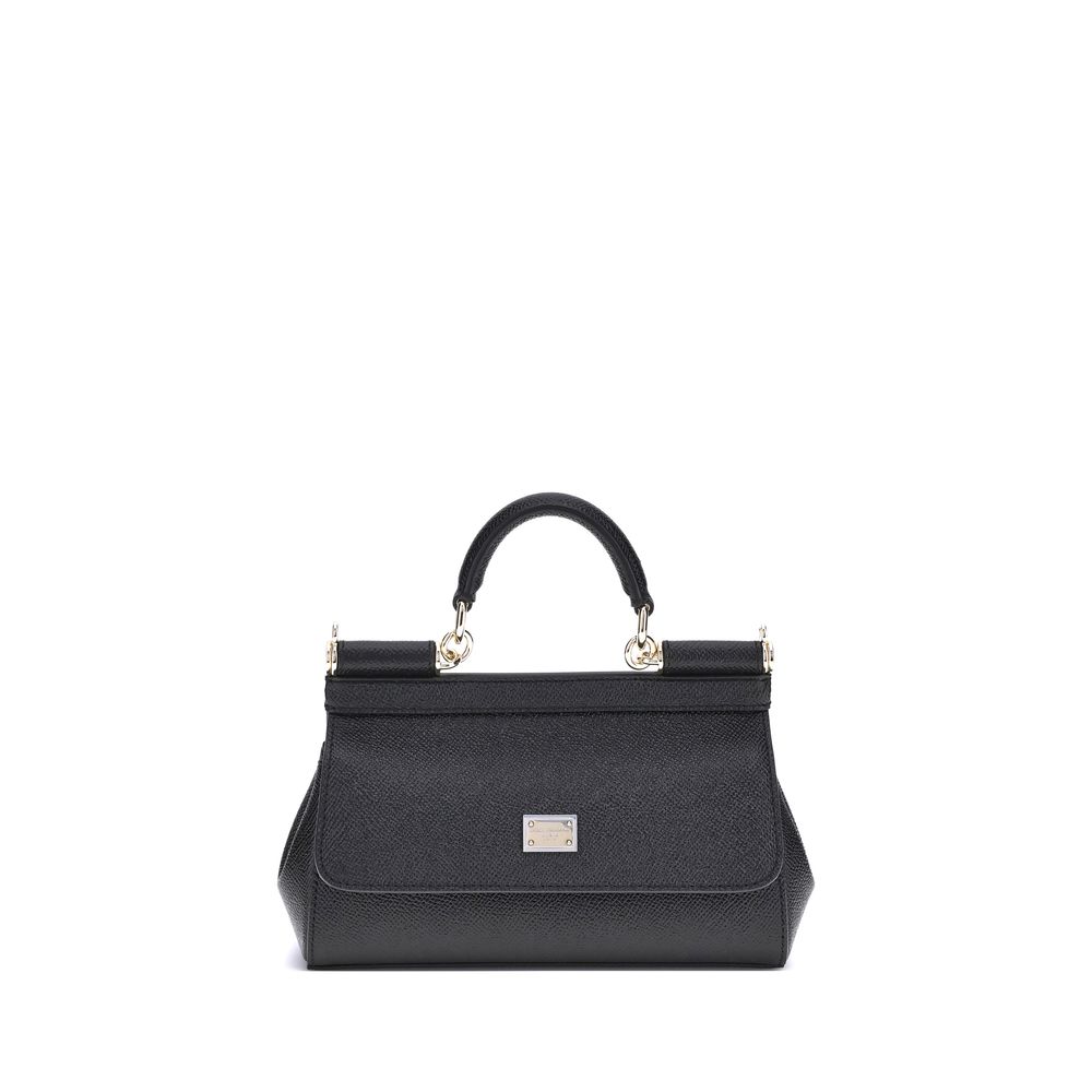 Dolce & Gabbana Schwarze Bos Taurus Kalbsleder Schultertasche