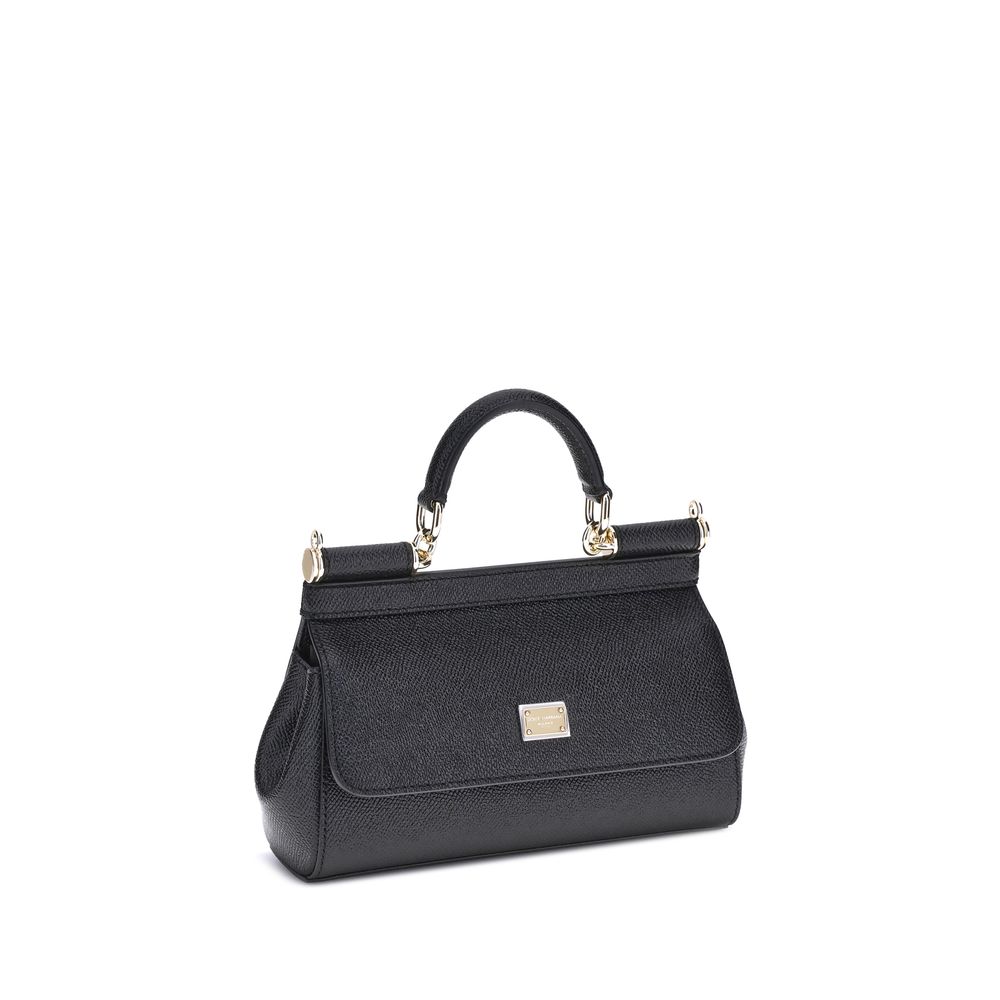Dolce & Gabbana Schwarze Bos Taurus Kalbsleder Schultertasche