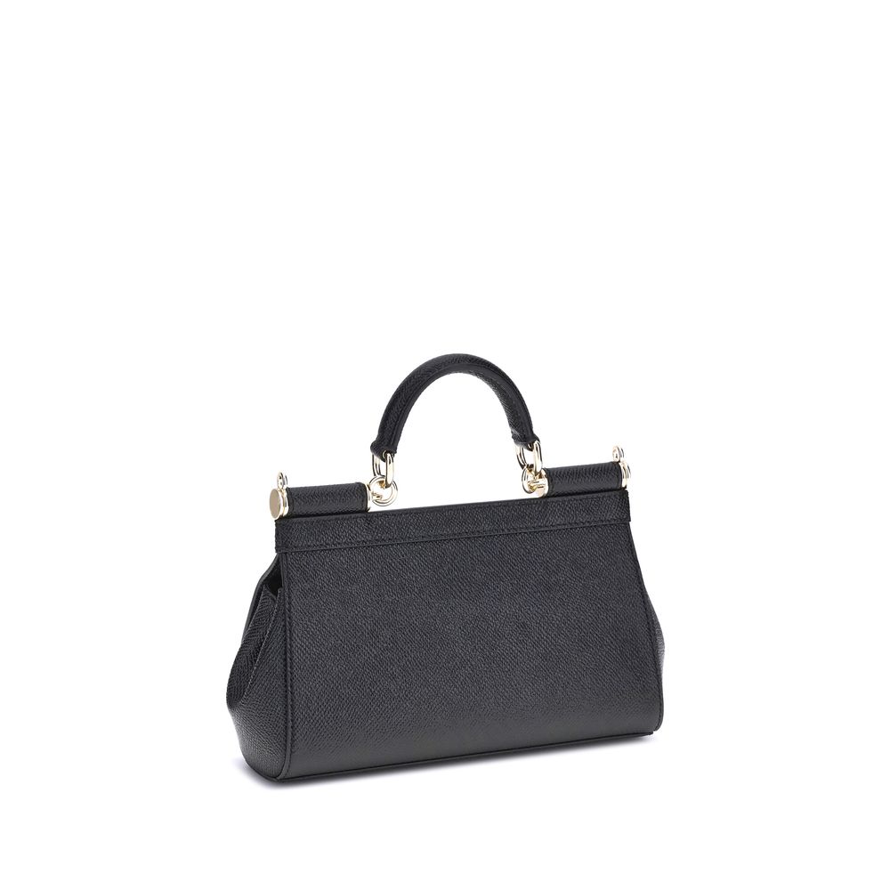 Dolce & Gabbana Schwarze Bos Taurus Kalbsleder Schultertasche