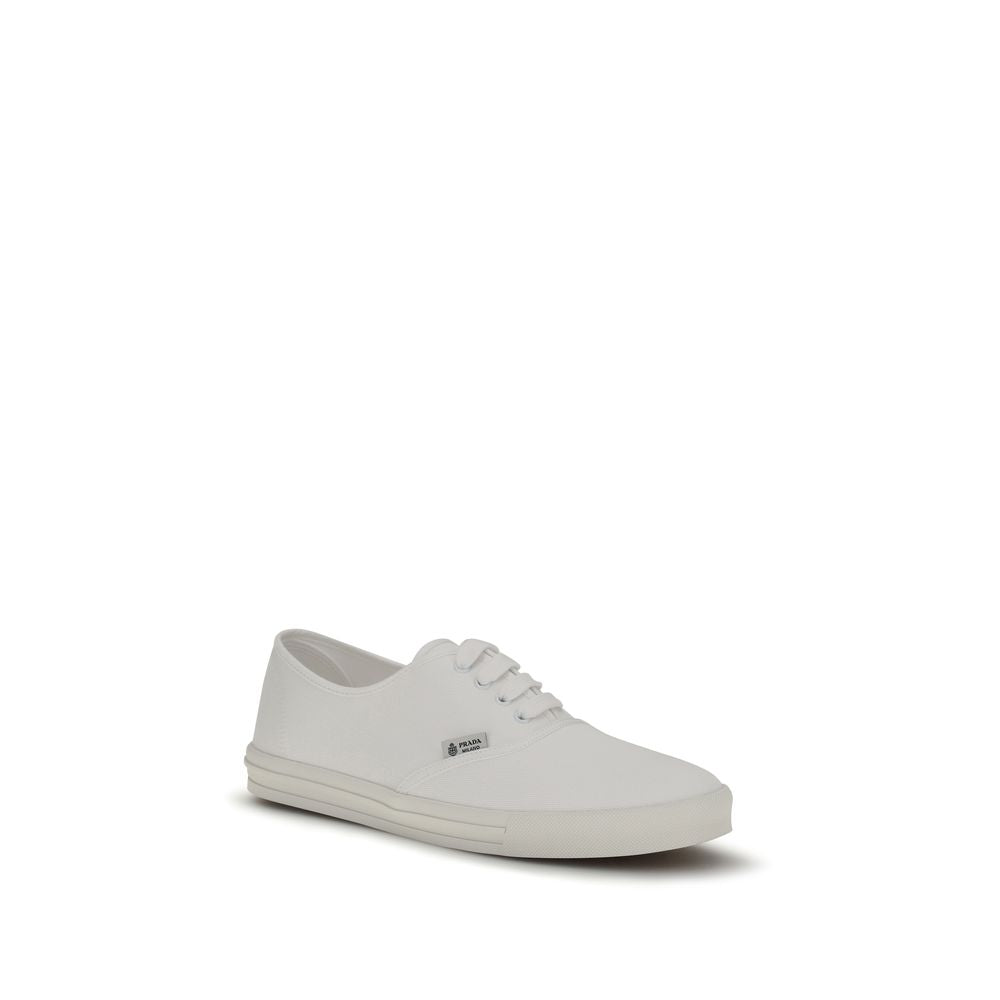 Prada White Cotton Low-Top Sneakers
