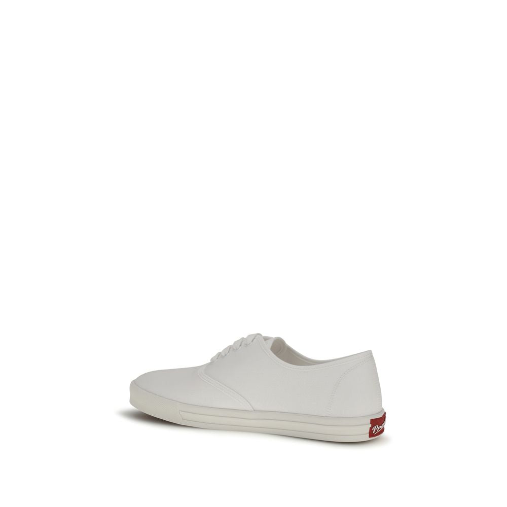 Prada White Cotton Low-Top Sneakers