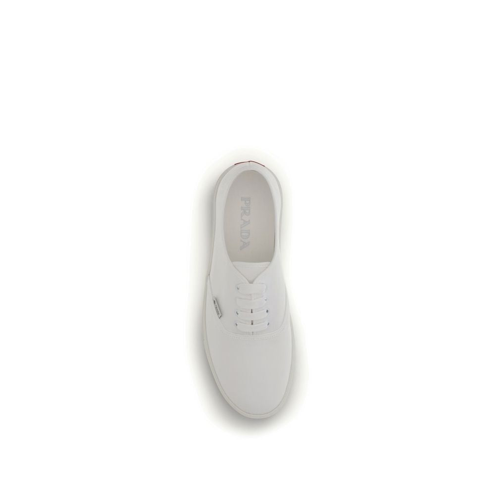 Prada White Cotton Low-Top Sneakers