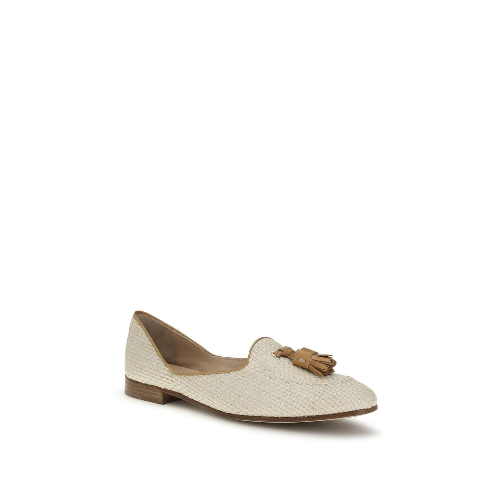 Fratelli Rossetti Beige Raffia Slipper Loafers