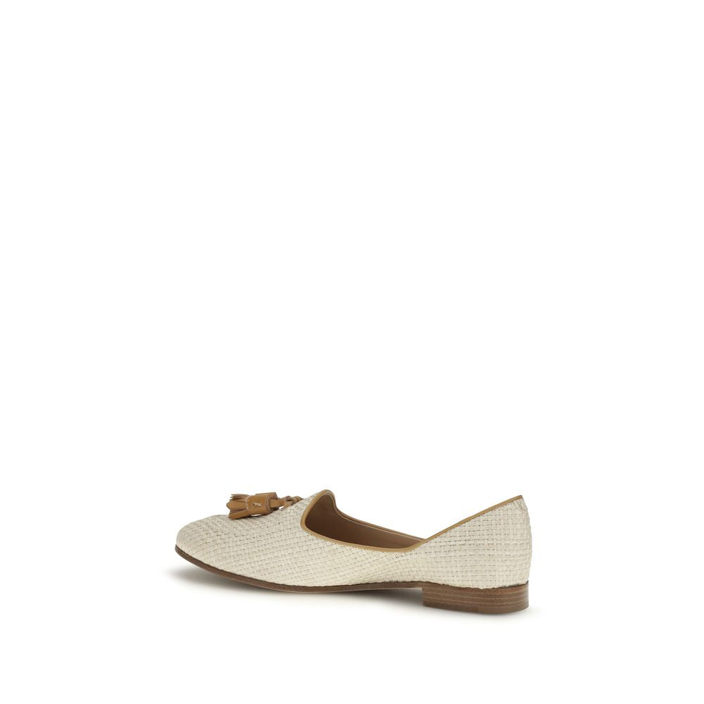 Fratelli Rossetti Beige Raffia Slipper Loafers