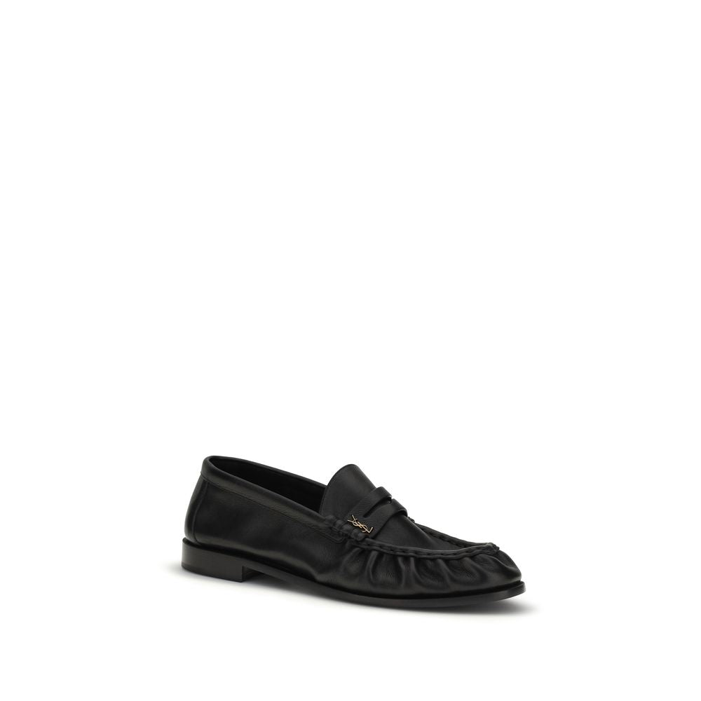 Saint Laurent Schwarze "Bos Taurus" Kalbsleder Loafer zum Hineinschlüpfen