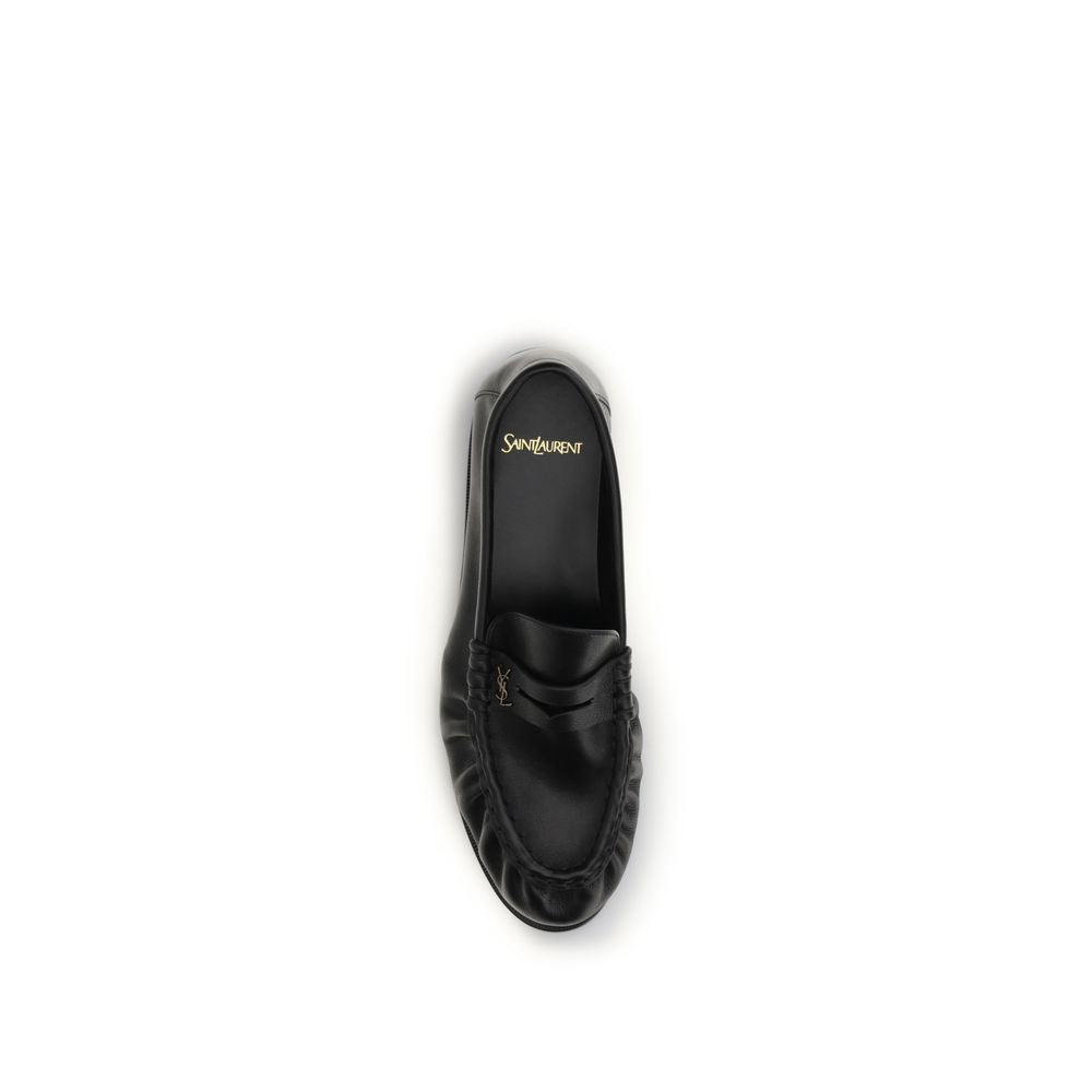 Saint Laurent Schwarze "Bos Taurus" Kalbsleder Loafer zum Hineinschlüpfen