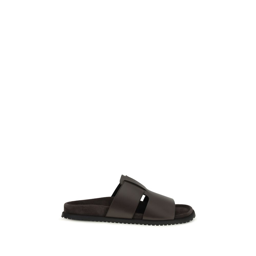 Dolce & Gabbana Braune Kalbsleder-Sandalen Bos Taurus