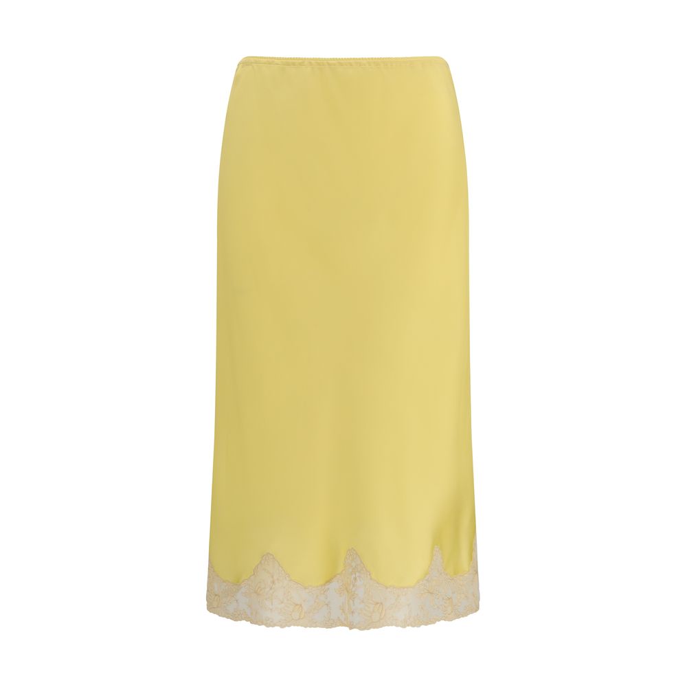 Saint Laurent Two-Tone Silk Midi Skirt