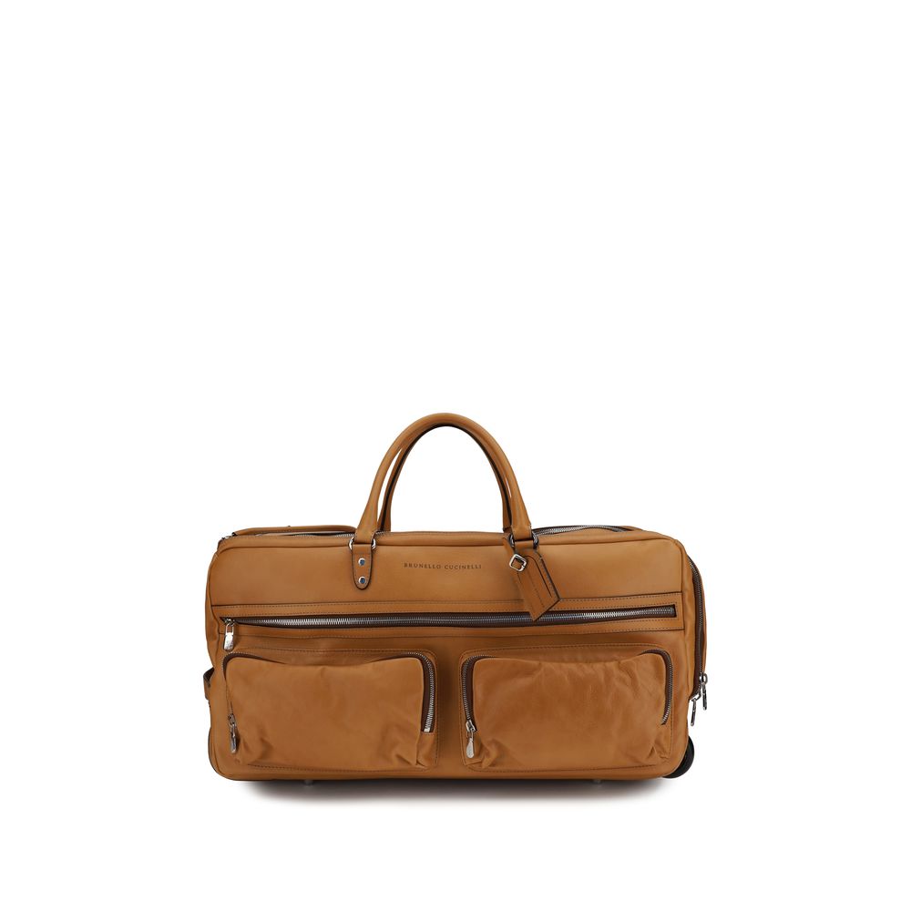 Brunello Cucinelli Brown Calfskin Bos Taurus Luggage and Travel