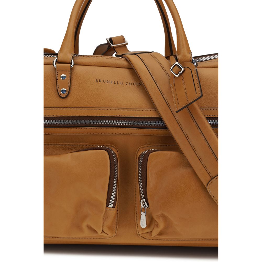 Brunello Cucinelli Brown Calfskin Bos Taurus Luggage and Travel