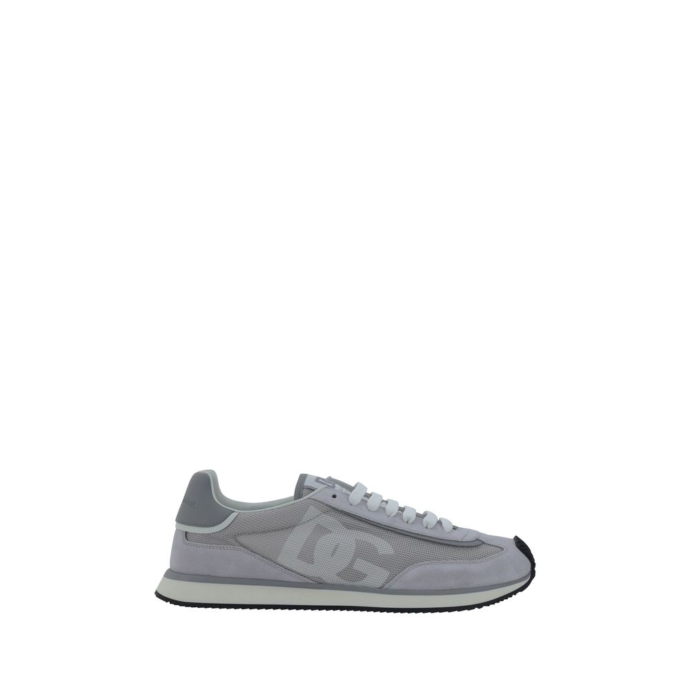 Dolce & Gabbana Graue Stoff-Sneaker mit niedrigem Schaft