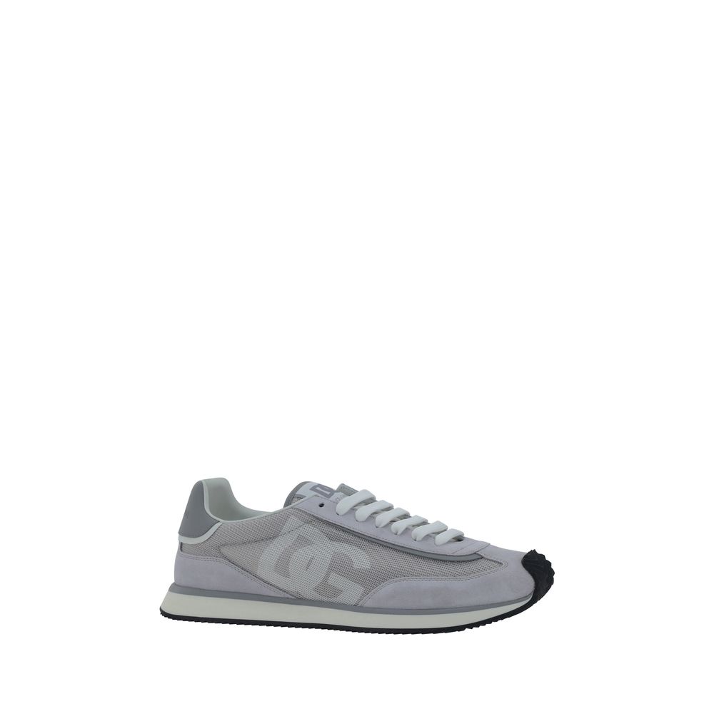 Dolce & Gabbana Graue Stoff-Sneaker mit niedrigem Schaft