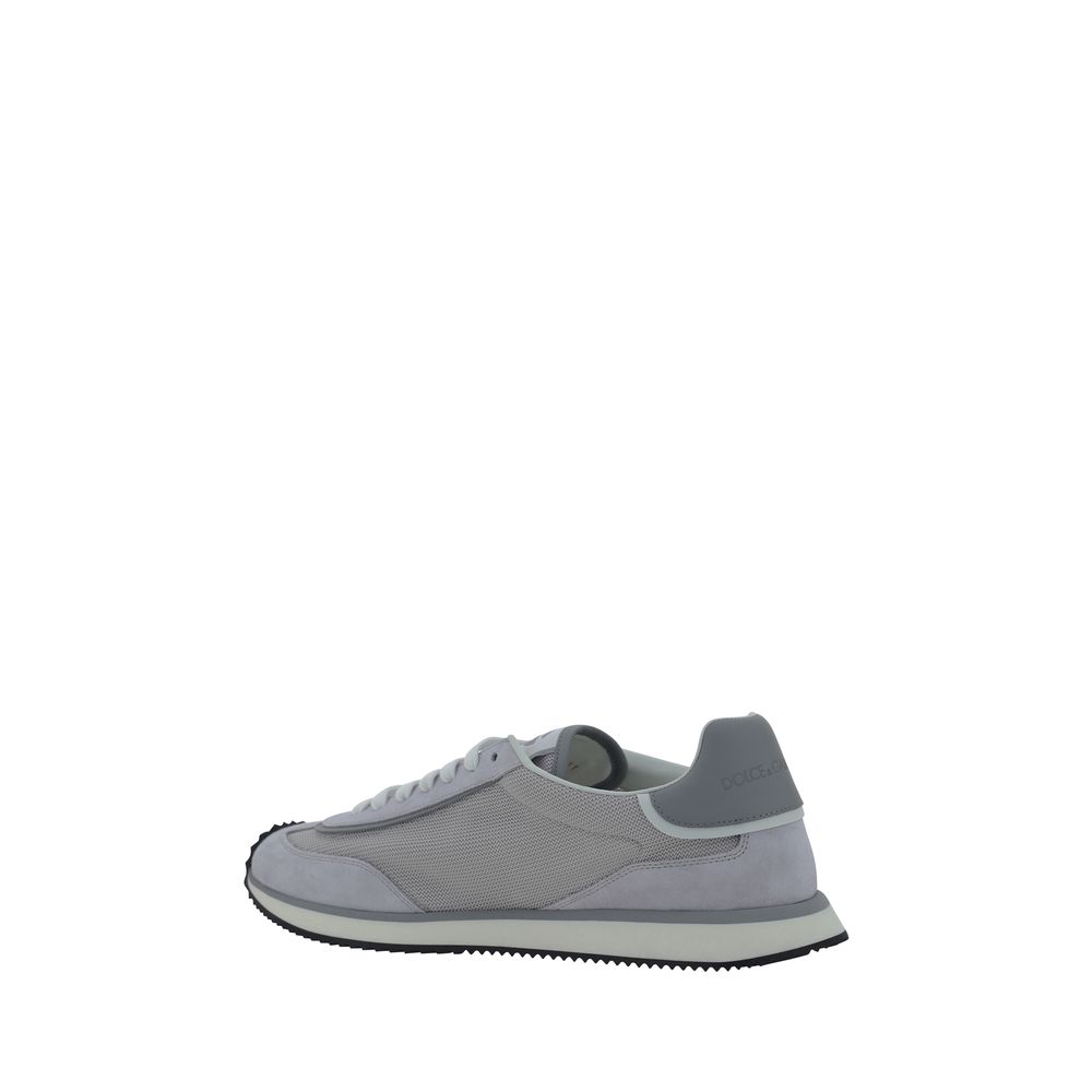 Dolce & Gabbana Graue Stoff-Sneaker mit niedrigem Schaft