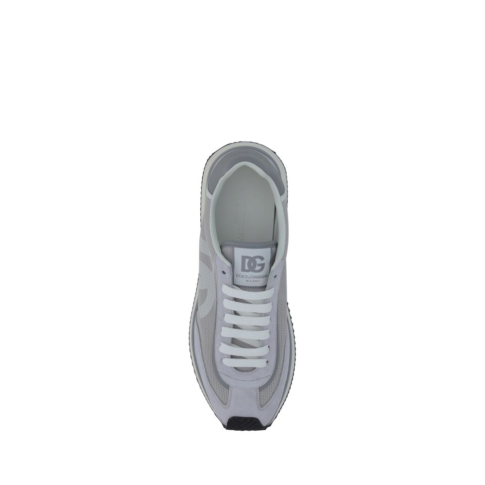Dolce & Gabbana Graue Stoff-Sneaker mit niedrigem Schaft