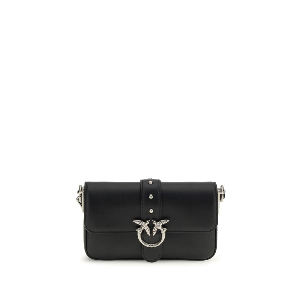 PINKO Schwarze Bos Taurus Kalbsleder Schultertasche