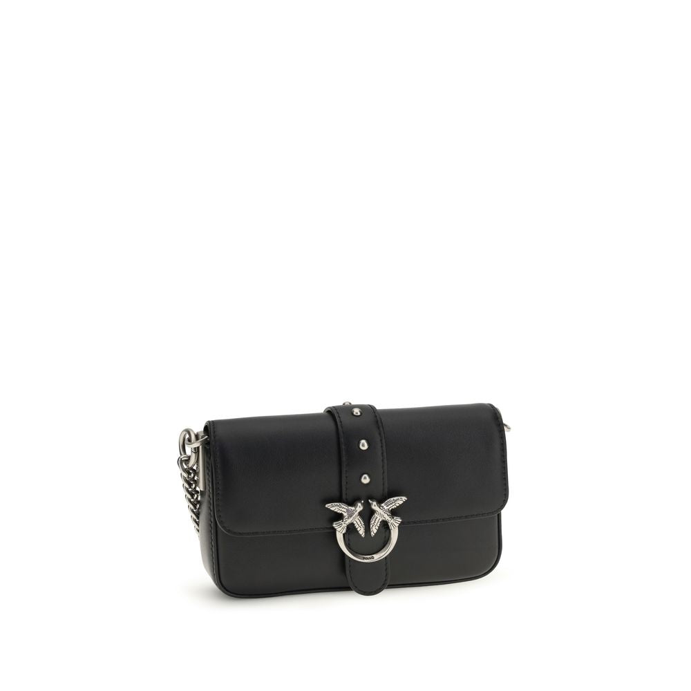 PINKO Schwarze Bos Taurus Kalbsleder Schultertasche