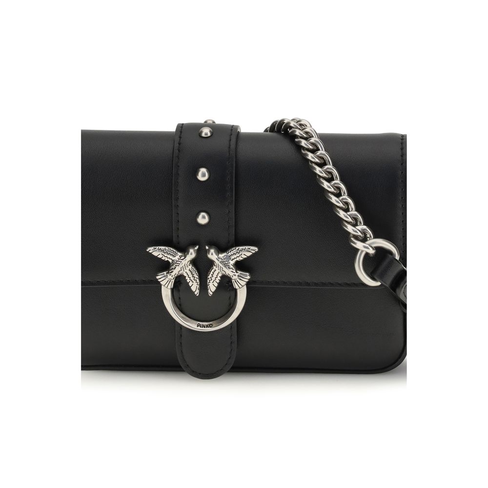 PINKO Schwarze Bos Taurus Kalbsleder Schultertasche