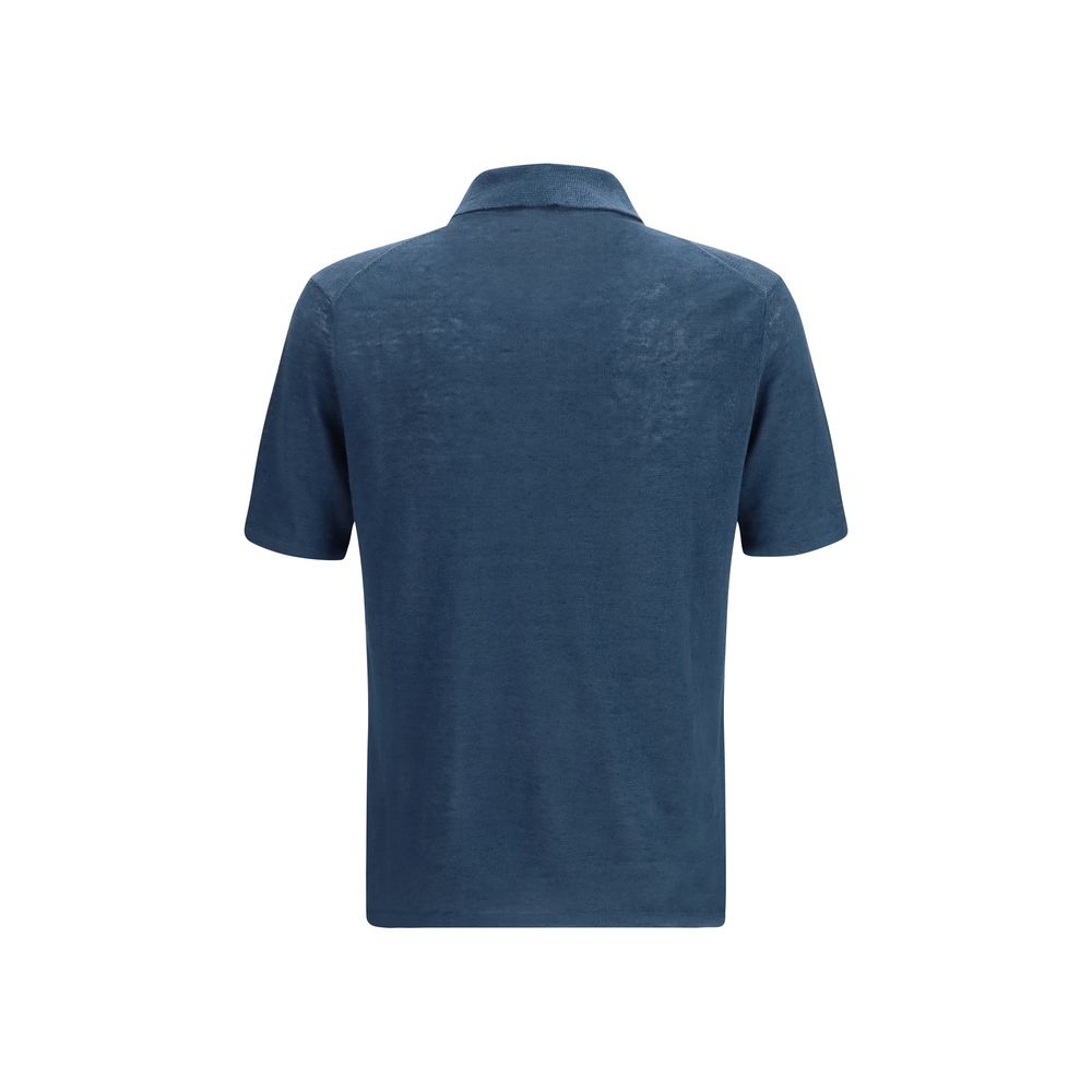 Roberto Collina Blaues Poloshirt aus Leinen