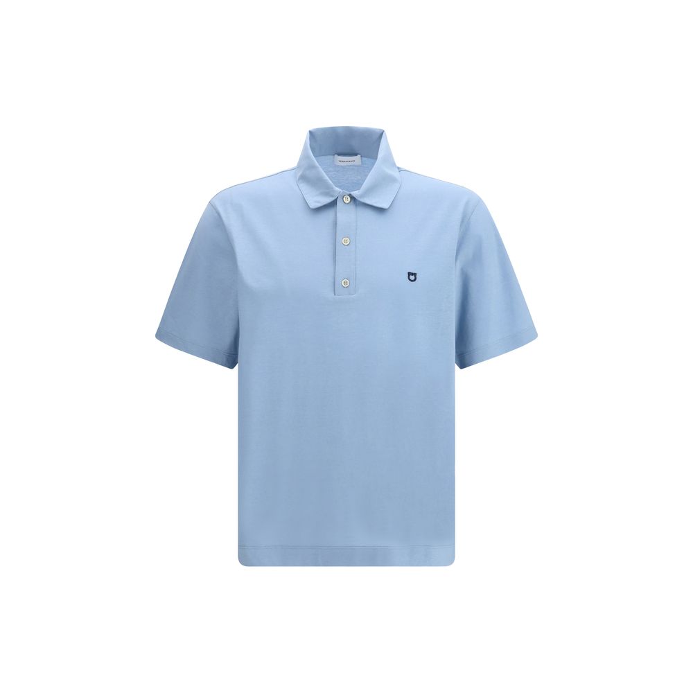 Ferragamo Blaues Baumwoll-Poloshirt