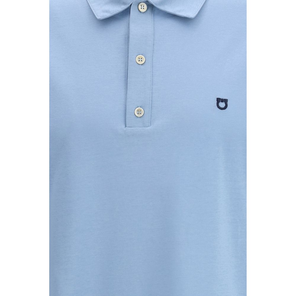 Ferragamo Blaues Baumwoll-Poloshirt