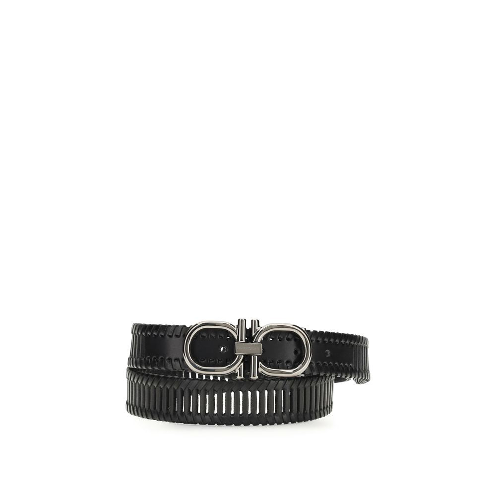 Ferragamo Schwarzer Kalbsleder Bos Taurus Regular Gürtel