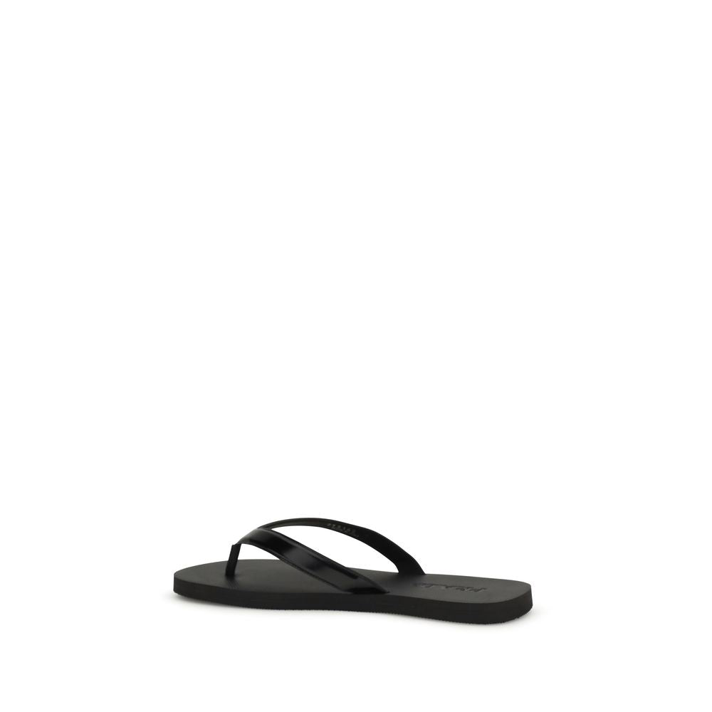 Prada Schwarze Bos Taurus Kalbsleder-Flip-Flop-Sandalen