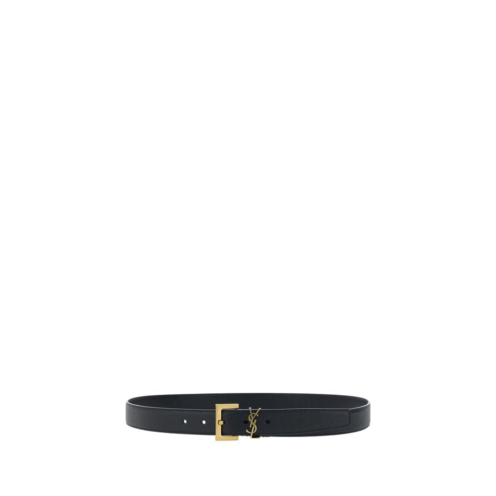 Saint Laurent Schwarzer Kalbsleder Bos Taurus Regular Gürtel