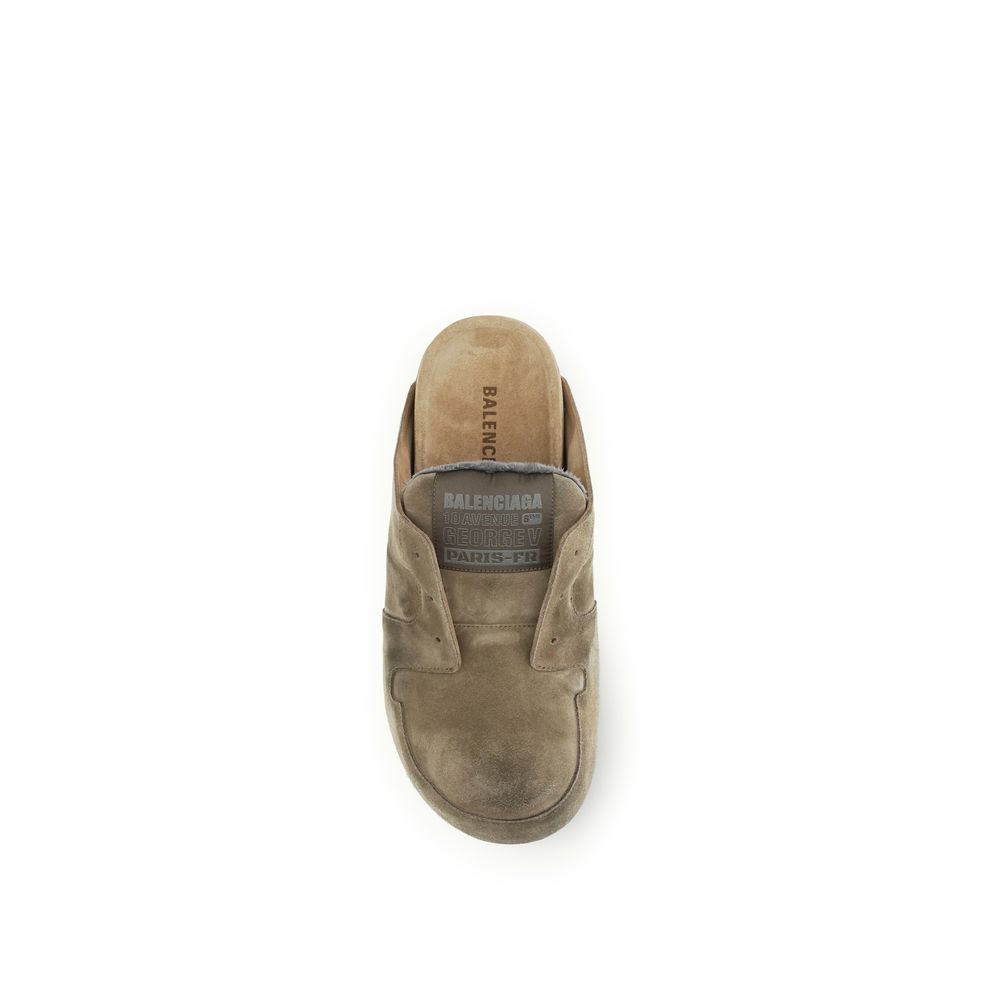 Balenciaga Beige Calfskin Bos Taurus Mules