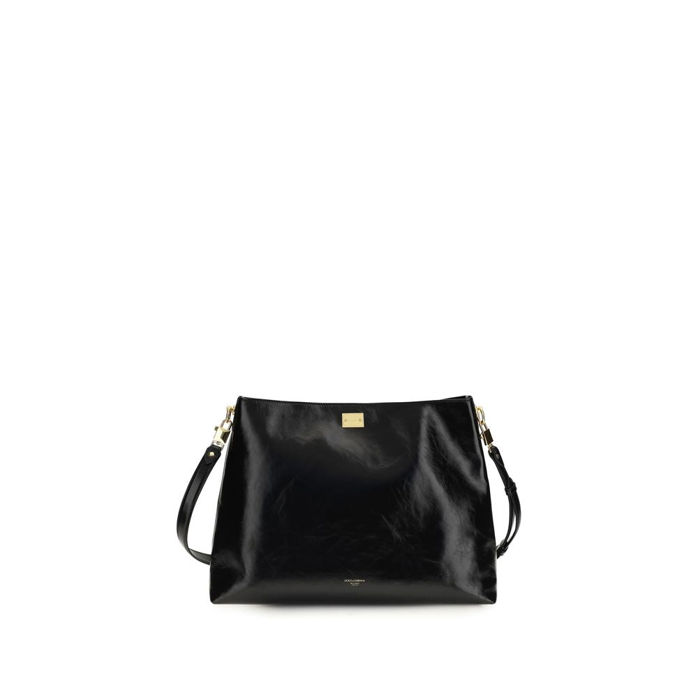 Dolce & Gabbana Schwarze Kalbsleder Bos Taurus Schultertasche
