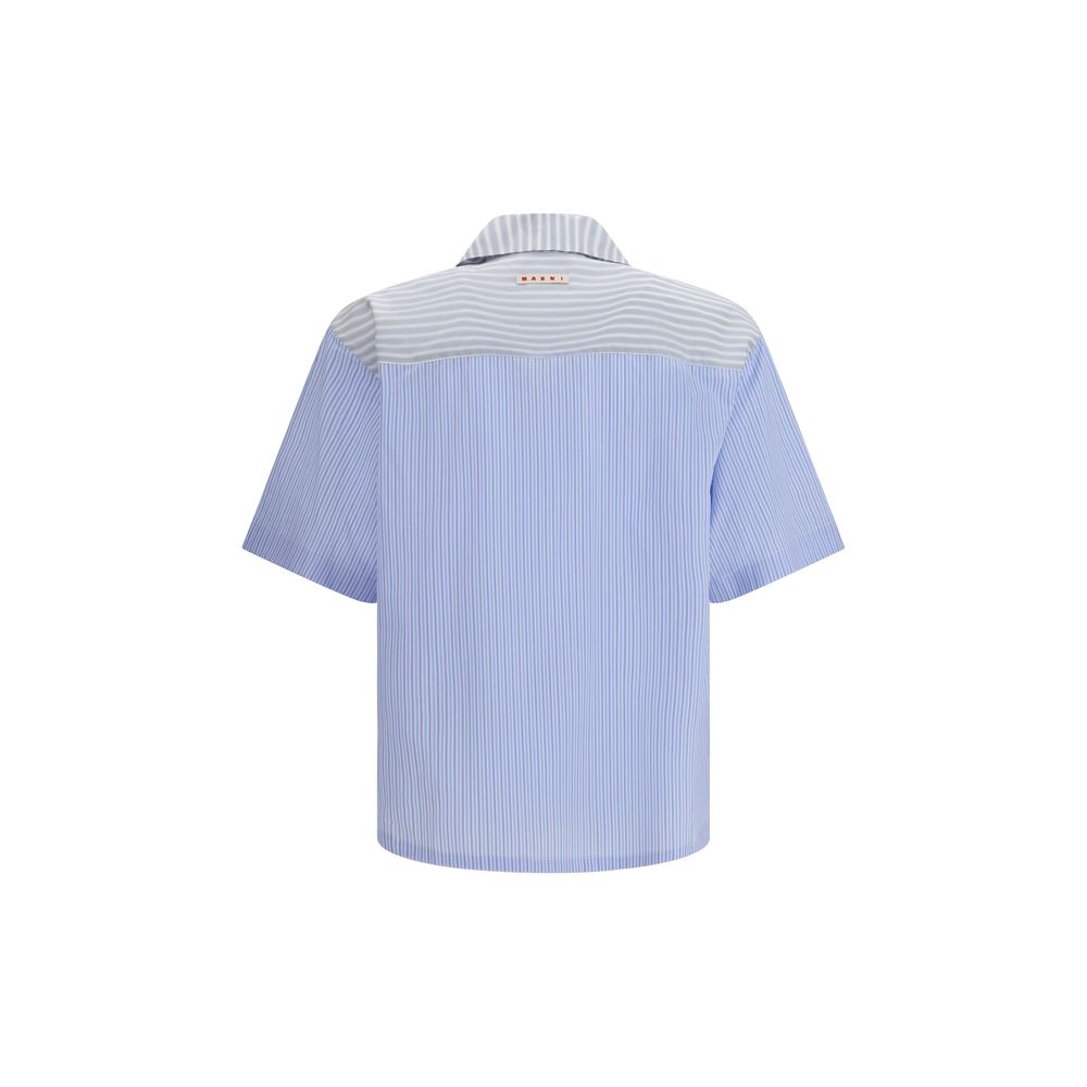 Marni Blaues Baumwollhemd mit Muster