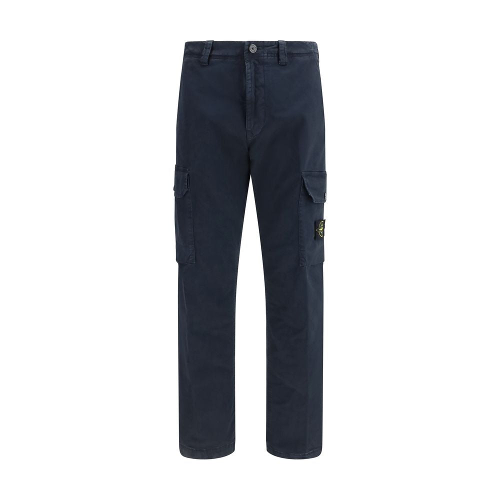 Stone Island Blue Cotton Cargo Trousers