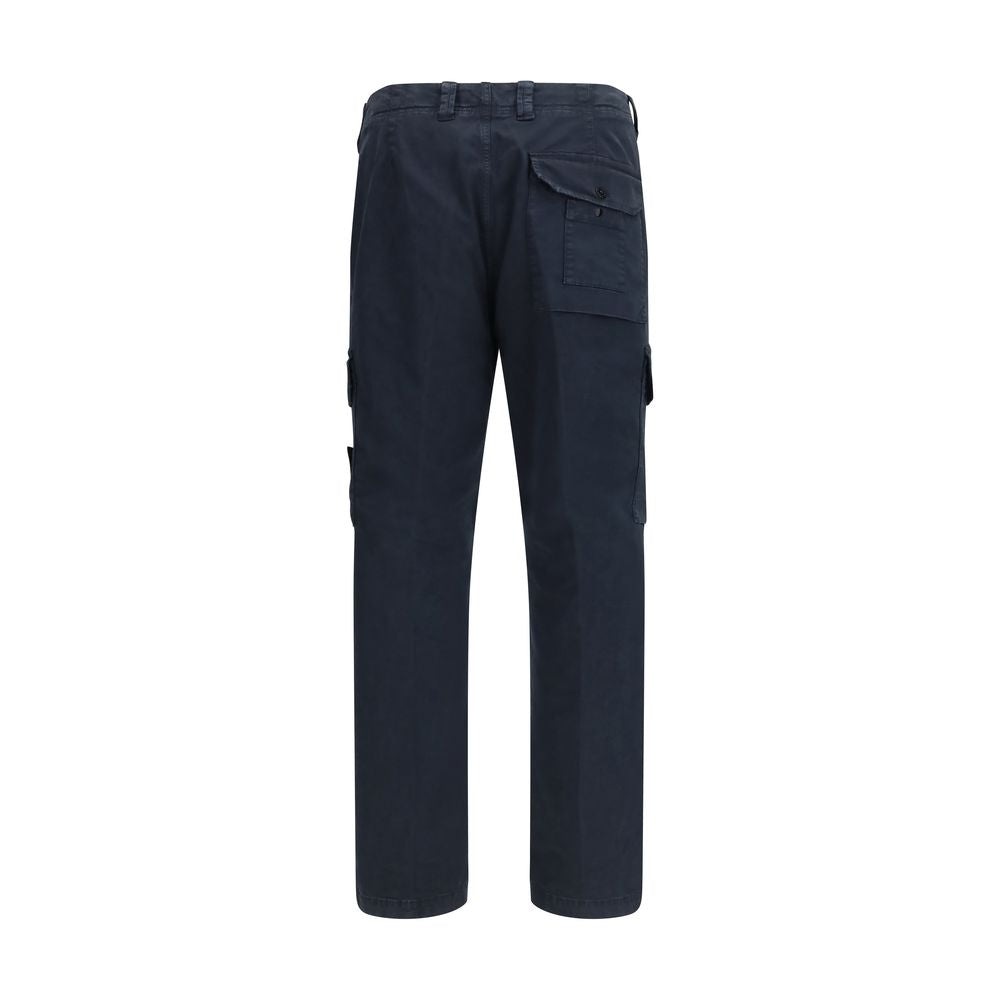 Stone Island Blue Cotton Cargo Trousers