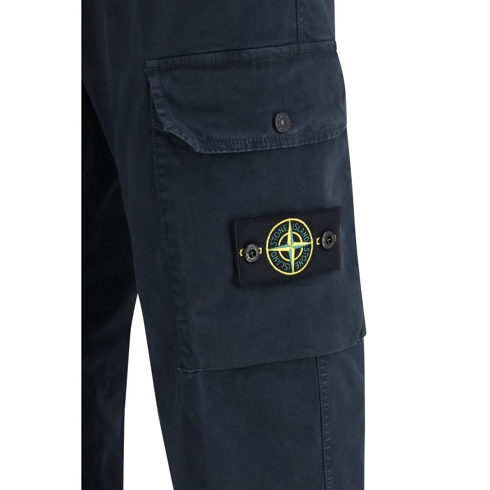 Stone Island Blue Cotton Cargo Trousers