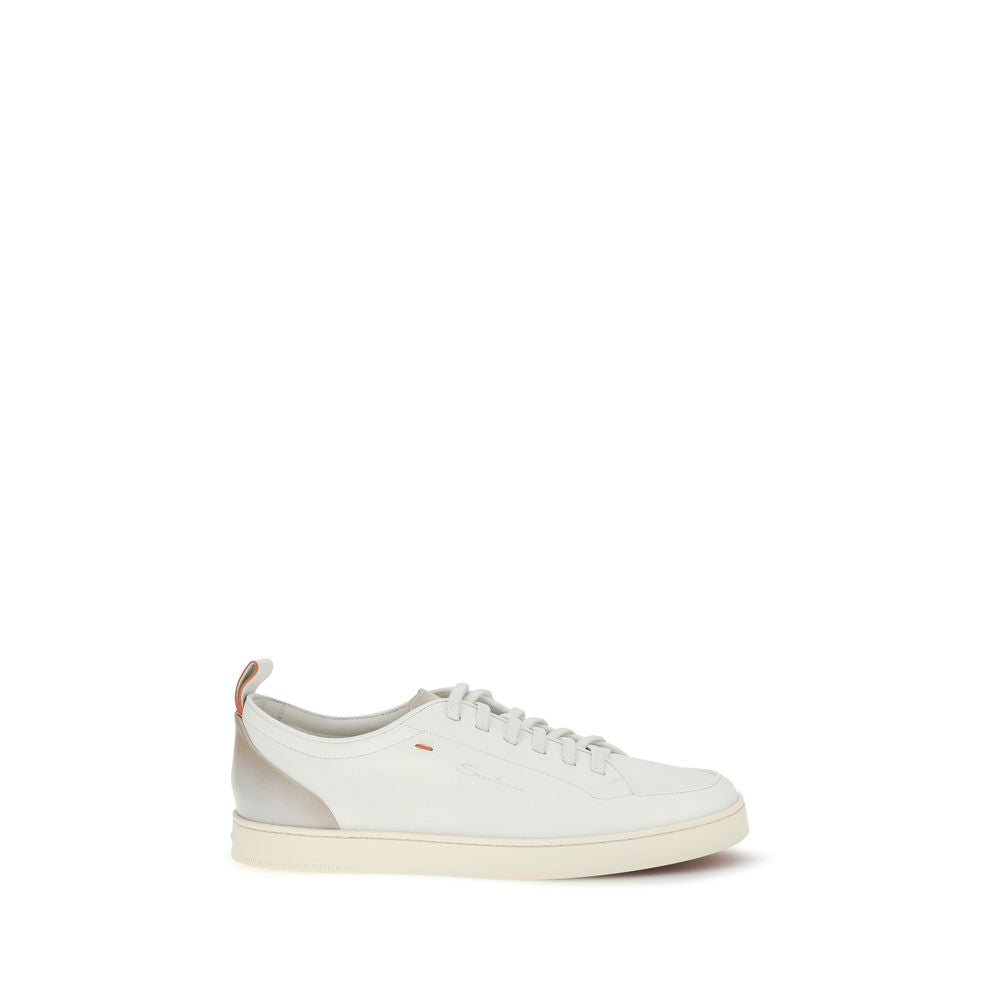 Santoni Weiße Low-Top-Sneaker aus Kalbsleder Bos Taurus
