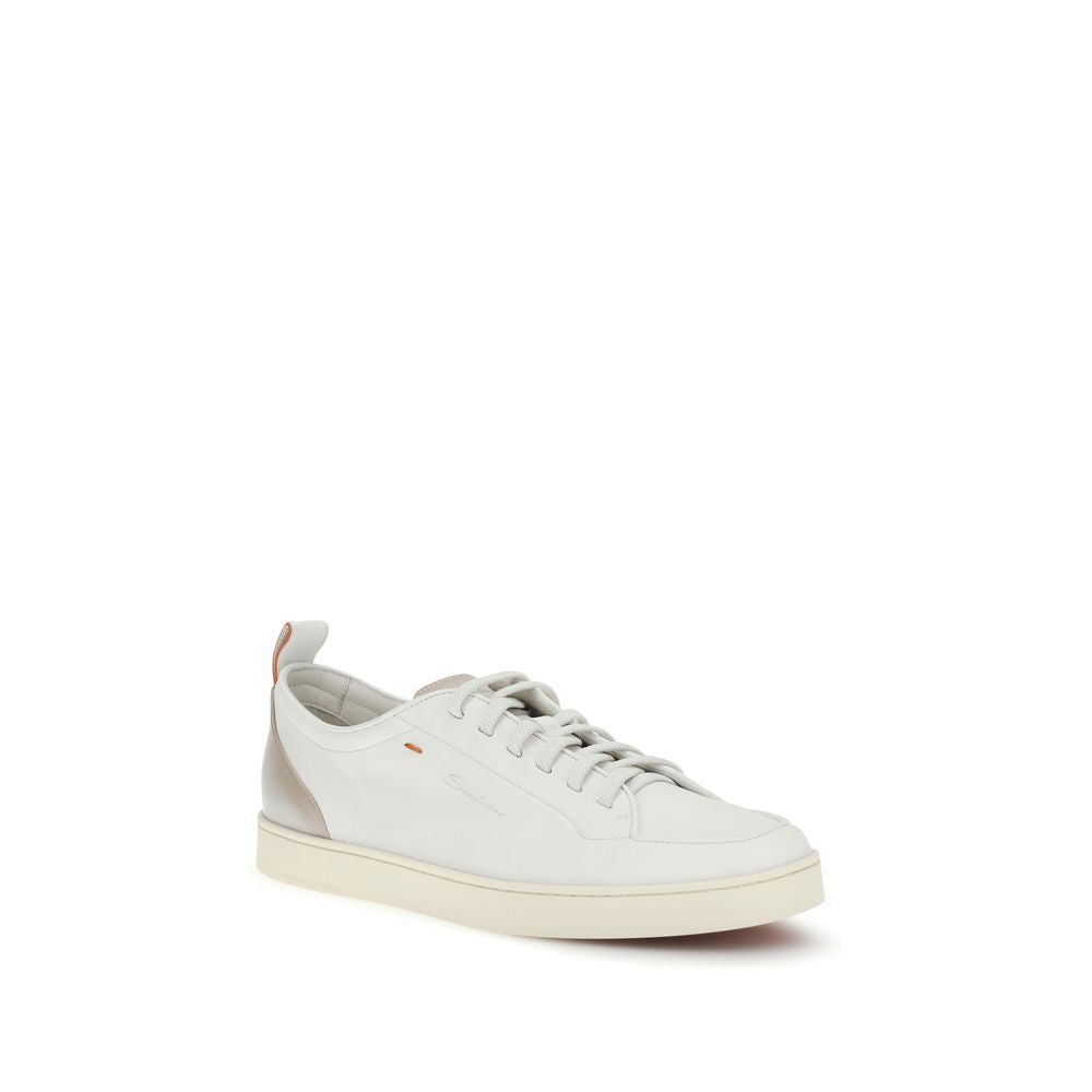 Santoni Weiße Low-Top-Sneaker aus Kalbsleder Bos Taurus