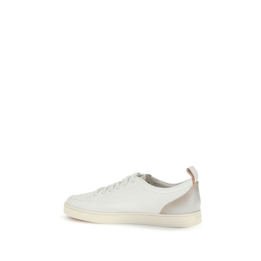 Santoni Weiße Low-Top-Sneaker aus Kalbsleder Bos Taurus