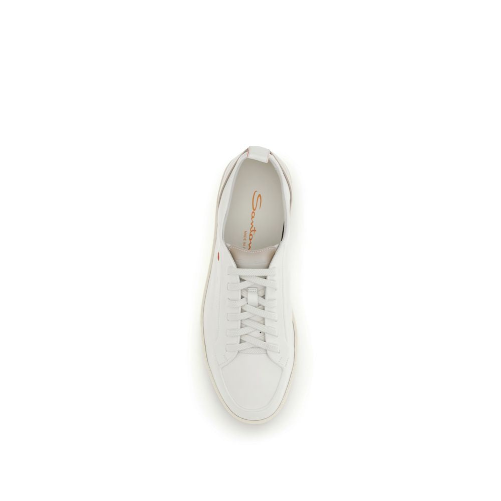 Santoni Weiße Low-Top-Sneaker aus Kalbsleder Bos Taurus