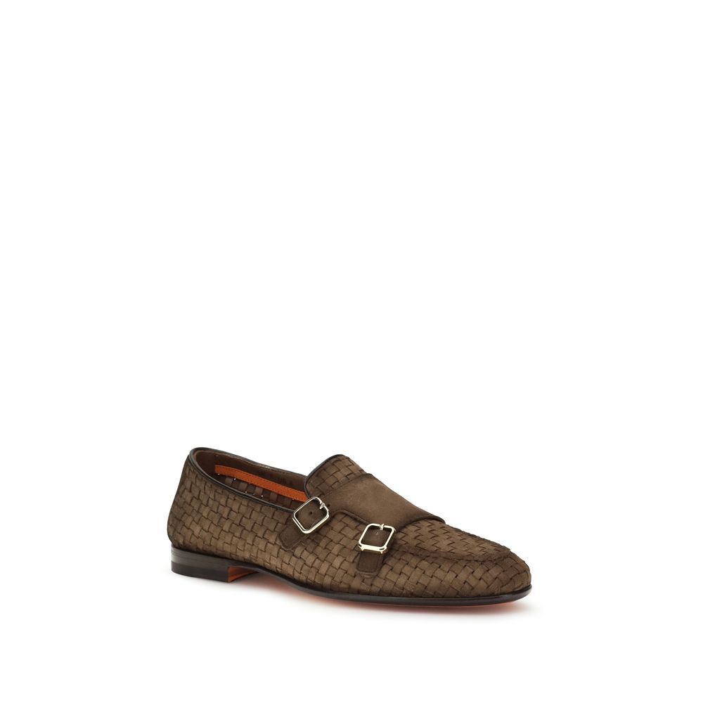 Santoni Braune Kalbsleder Bos Taurus Loafer zum Hineinschlüpfen
