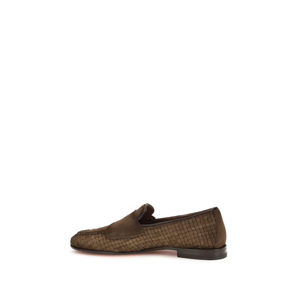 Santoni Braune Kalbsleder Bos Taurus Loafer zum Hineinschlüpfen