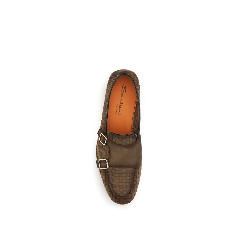 Santoni Braune Kalbsleder Bos Taurus Loafer zum Hineinschlüpfen