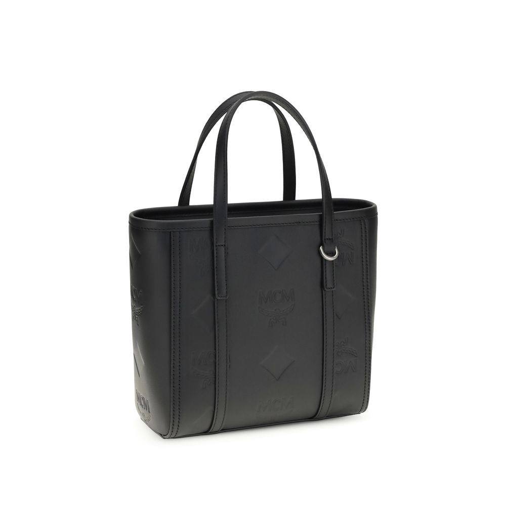 MCM Schwarze Bos Taurus Kalbsleder Schultertasche