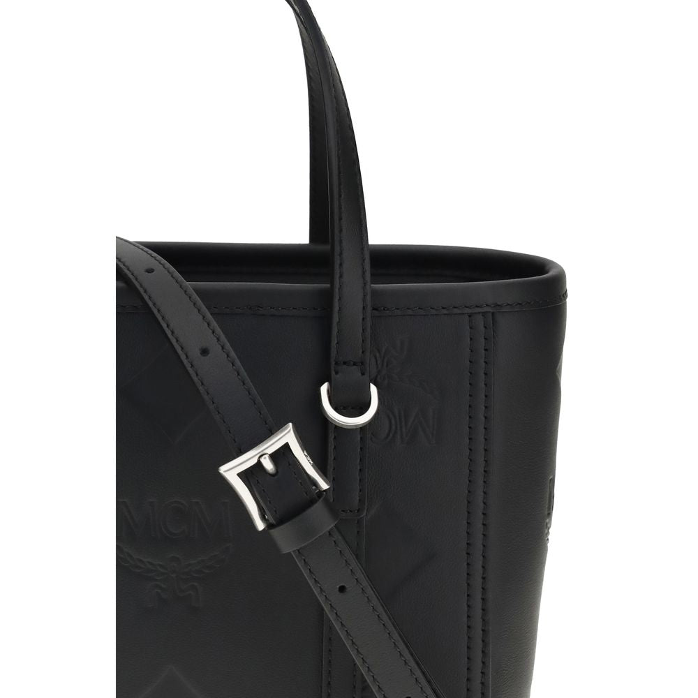 MCM Schwarze Bos Taurus Kalbsleder Schultertasche