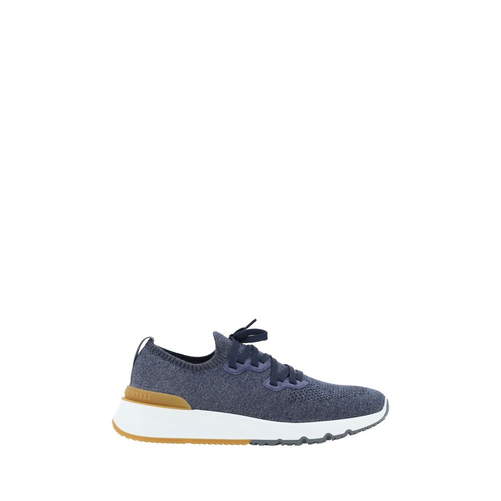 Brunello Cucinelli Blue Cotton Athletic-Style Sneakers