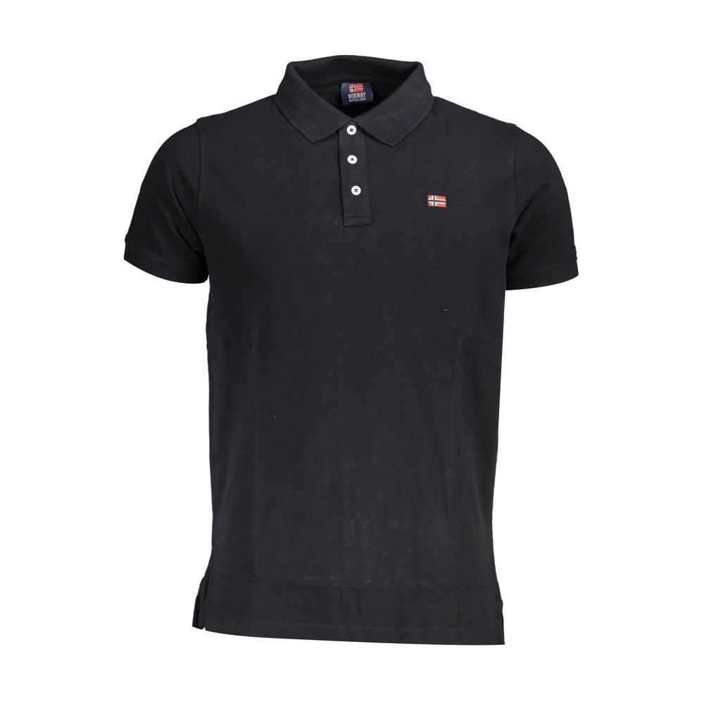 Norway 1963 Schwarzes Herren-Poloshirt aus Baumwolle